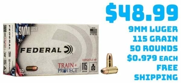 Federal 9mm 115grain Jacketed Hollow Point Ammunition 50rnds Deals